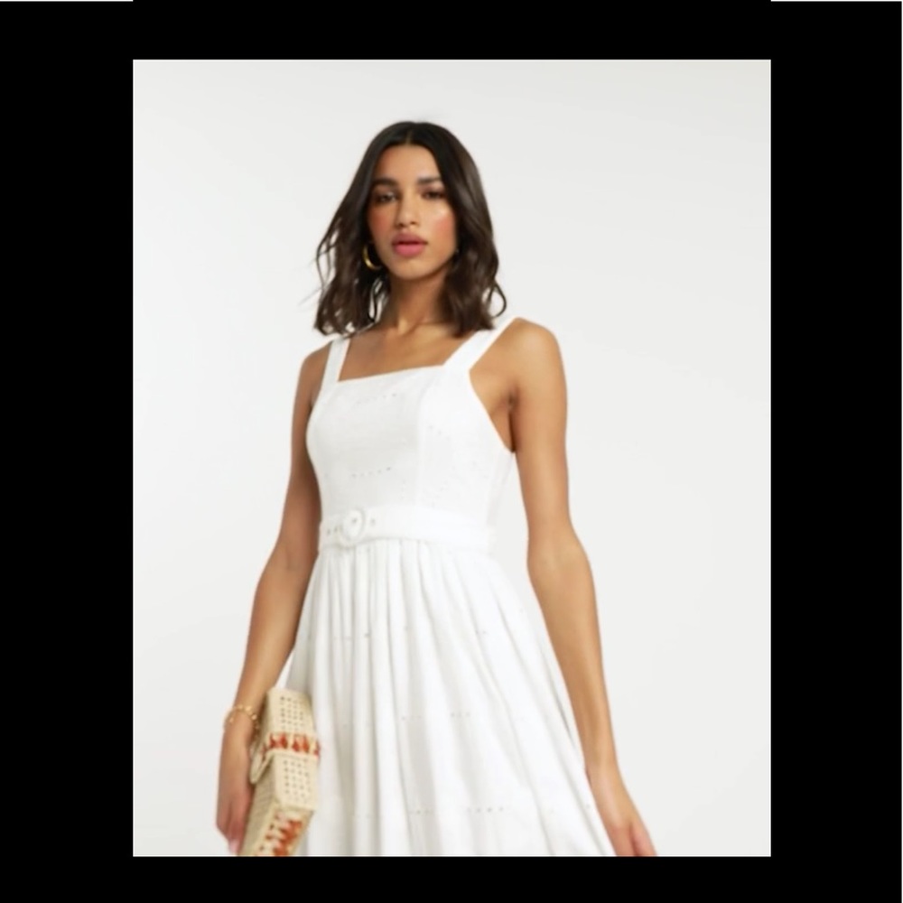 ASOS DESIGN midi sundress with self belt in white